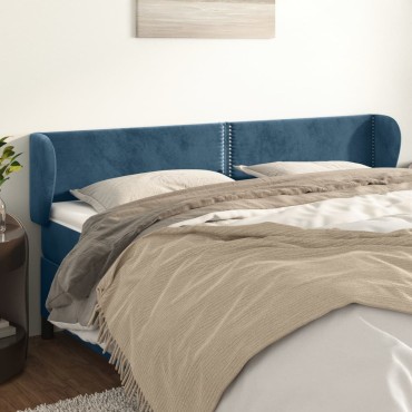 vidaXL Κεφαλάρι με Πτερύγια Σκούρο Μπλε 183x23x78/88cm Βελούδινο 1 τεμ.