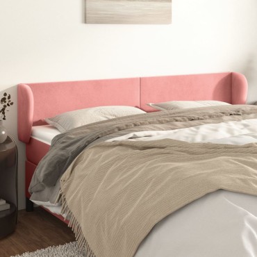 vidaXL Κεφαλάρι με Πτερύγια Ροζ 203x23x78/88cm Βελούδινο 1 τεμ.
