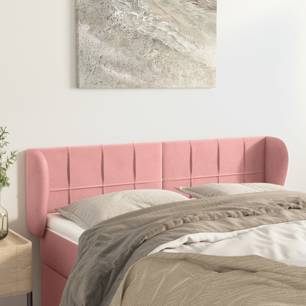 vidaXL Κεφαλάρι με Πτερύγια Ροζ 147x23x78/88cm Βελούδινο 1 τεμ.