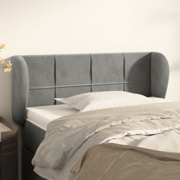 vidaXL Κεφαλάρι με Πτερύγια Ανοιχτό Γκρι 103x23x78/88cm Βελούδινο 1 τεμ.