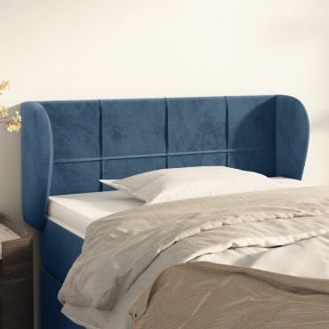 vidaXL Κεφαλάρι με Πτερύγια Σκούρο Μπλε 103x23x78/88cm Βελούδινο 1 τεμ.