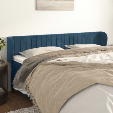 vidaXL Κεφαλάρι με Πτερύγια Σκούρο Μπλε 163x23x78/88cm Βελούδινο 1 τεμ.