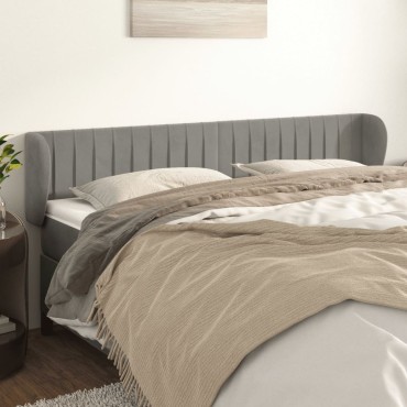 vidaXL Κεφαλάρι με Πτερύγια Ανοιχτό Γκρι 203x23x78/88cm Βελούδινο 1 τεμ.