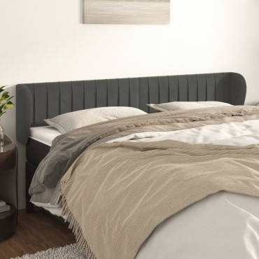 vidaXL Κεφαλάρι με Πτερύγια Σκούρο Γκρι 203x23x78/88cm Βελούδινο 1 τεμ.