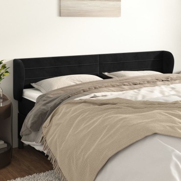 vidaXL Κεφαλάρι με Πτερύγια Μαύρο 163x23x78/88cm Βελούδινο 1 τεμ.