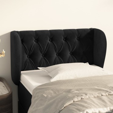 vidaXL Κεφαλάρι με Πτερύγια Μαύρο 83x23x78/88cm Βελούδινο 1 τεμ.