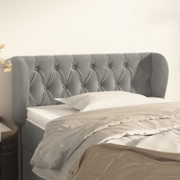 vidaXL Κεφαλάρι με Πτερύγια Ανοιχτό Γκρι 93x23x78/88cm Βελούδινο 1 τεμ.
