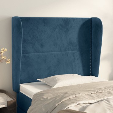 vidaXL Κεφαλάρι με Πτερύγια Σκούρο Μπλε 103x23x118/128cm Βελούδινο 1 τεμ.