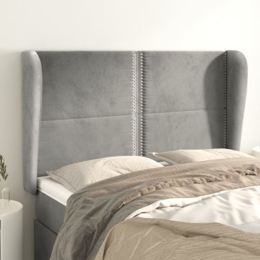 vidaXL Κεφαλάρι με Πτερύγια Ανοιχτό Γκρι 147x23x118/128cm Βελούδινο 1 τεμ.