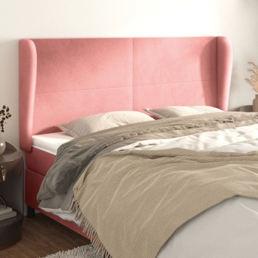 vidaXL Κεφαλάρι με Πτερύγια Ροζ 183x23x118/128cm Βελούδινο 1 τεμ.