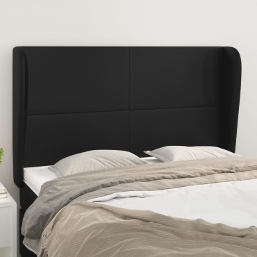 vidaXL Κεφαλάρι με Πτερύγια Μαύρο 147x23x118/128cm Συνθ. Δέρμα 1 τεμ.