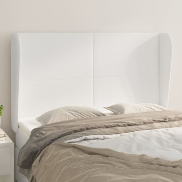 vidaXL Κεφαλάρι με Πτερύγια Λευκό 147x23x118/128cm Συνθετικό Δέρμα 1 τεμ.