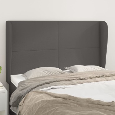 vidaXL Κεφαλάρι με Πτερύγια Γκρι 147x23x118/128cm Συνθετικό Δέρμα 1 τεμ.
