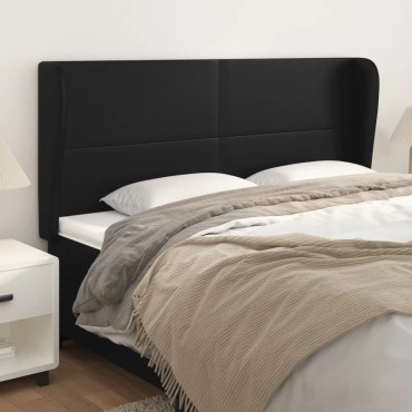 vidaXL Κεφαλάρι με Πτερύγια Μαύρο 163x23x118/128cm Συνθ. Δέρμα 1 τεμ.
