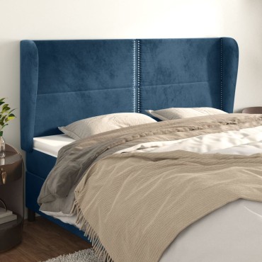 vidaXL Κεφαλάρι με ΠτερύγιαΣκούρο Μπλε 203x23x118/128cm Βελούδινο 1 τεμ.
