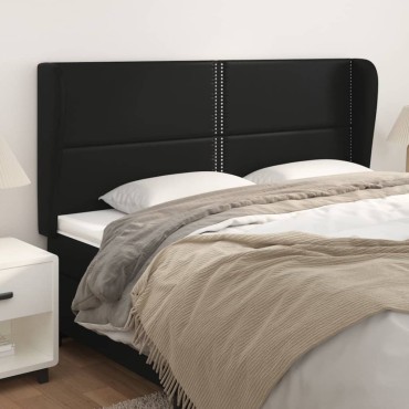 vidaXL Κεφαλάρι με Πτερύγια Μαύρο 163x23x118/128cm Συνθ. Δέρμα 1 τεμ.