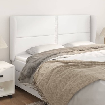 vidaXL Κεφαλάρι με Πτερύγια Λευκό 183x23x118/128cm Συνθετικό Δέρμα 1 τεμ.