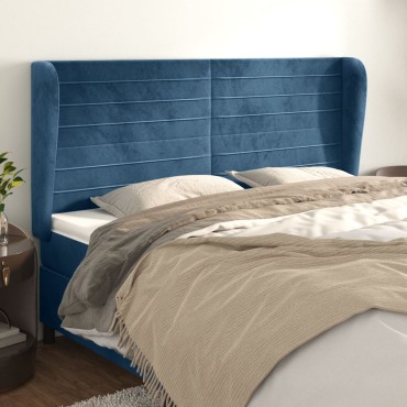 vidaXL Κεφαλάρι με ΠτερύγιαΣκούρο Μπλε 203x23x118/128cm Βελούδινο 1 τεμ.