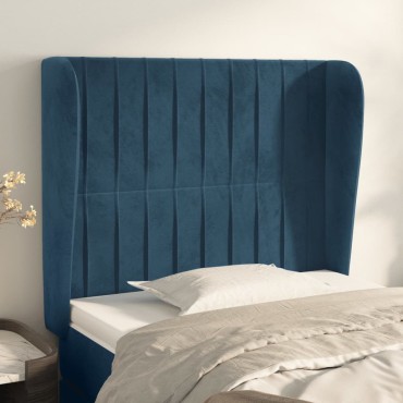 vidaXL Κεφαλάρι με Πτερύγια Σκούρο Μπλε 83x23x118/128cm Βελούδινο 1 τεμ.