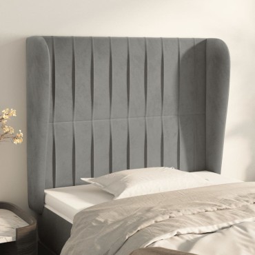 vidaXL Κεφαλάρι με Πτερύγια Ανοιχτό Γκρι 93x23x118/128cm Βελούδινο 1 τεμ.