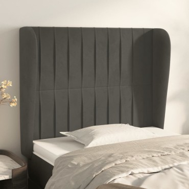 vidaXL Κεφαλάρι με Πτερύγια Σκούρο Γκρι 103x23x118/128cm Βελούδινο 1 τεμ.