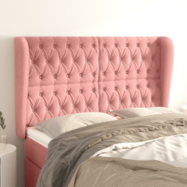 vidaXL Κεφαλάρι με Πτερύγια Ροζ 163x23x118/128cm Βελούδινο 1 τεμ.