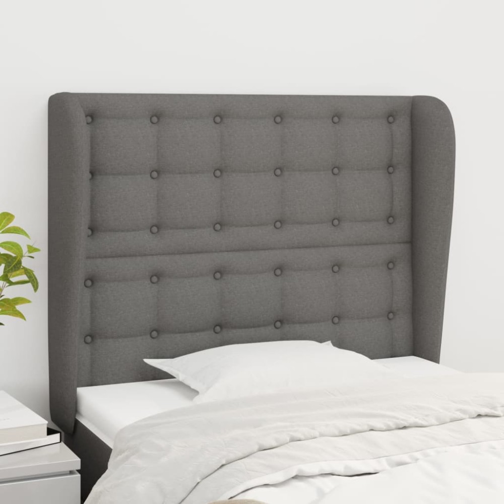 vidaXL Κεφαλάρι με Πτερύγια Σκούρο Γκρι 93x23x118/128cm Υφασμάτινο 1 τεμ.