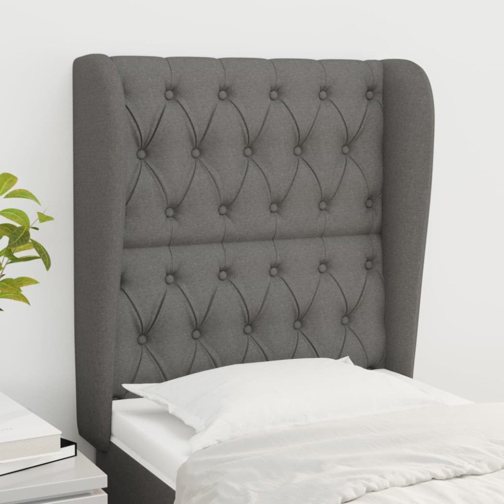 vidaXL Κεφαλάρι με Πτερύγια Σκούρο Γκρι 83x23x118/128cm Υφασμάτινο 1 τεμ.