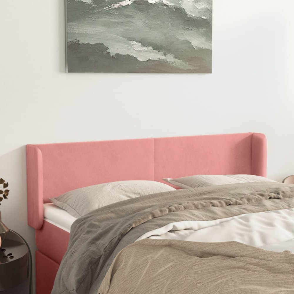 vidaXL Κεφαλάρι με Πτερύγια Ροζ 147x16x78/88cm Βελούδινο 1 τεμ.