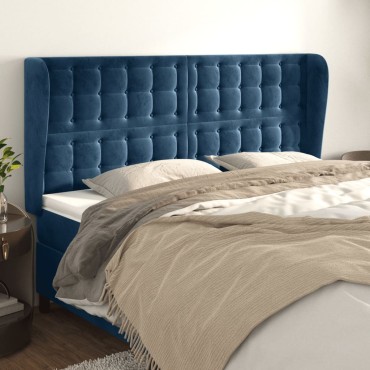 vidaXL Κεφαλάρι με ΠτερύγιαΣκούρο Μπλε 203x23x118/128cm Βελούδινο 1 τεμ.