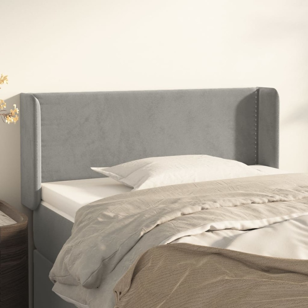 vidaXL Κεφαλάρι με Πτερύγια Ανοιχτό Γκρι 93x16x78/88cm Βελούδινο 1 τεμ.