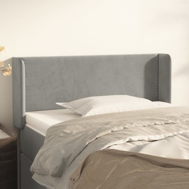 vidaXL Κεφαλάρι με Πτερύγια Ανοιχτό Γκρι 93x16x78/88cm Βελούδινο 1 τεμ.