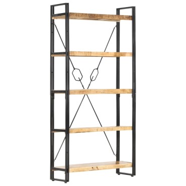 vidaXL Βιβλιοθήκη με 5 Επίπεδα 90x30x180cm από Μασίφ Ξύλο Μάνγκο 1 τεμ.