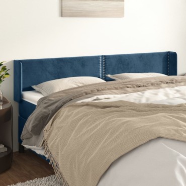vidaXL Κεφαλάρι με Πτερύγια Σκούρο Μπλε 183x16x78/88cm Βελούδινο 1 τεμ.