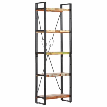 vidaXL Βιβλιοθήκη με 5 Επίπεδα 60x30x180cm Μασίφ Ανακυκλωμένο Ξύλο 1 τεμ.