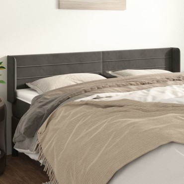 vidaXL Κεφαλάρι με Πτερύγια Σκούρο Γκρι 163x16x78/88cm Βελούδινο 1 τεμ.