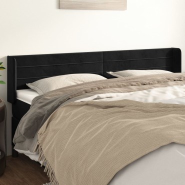 vidaXL Κεφαλάρι με Πτερύγια Μαύρο 163x16x78/88cm Βελούδινο 1 τεμ.