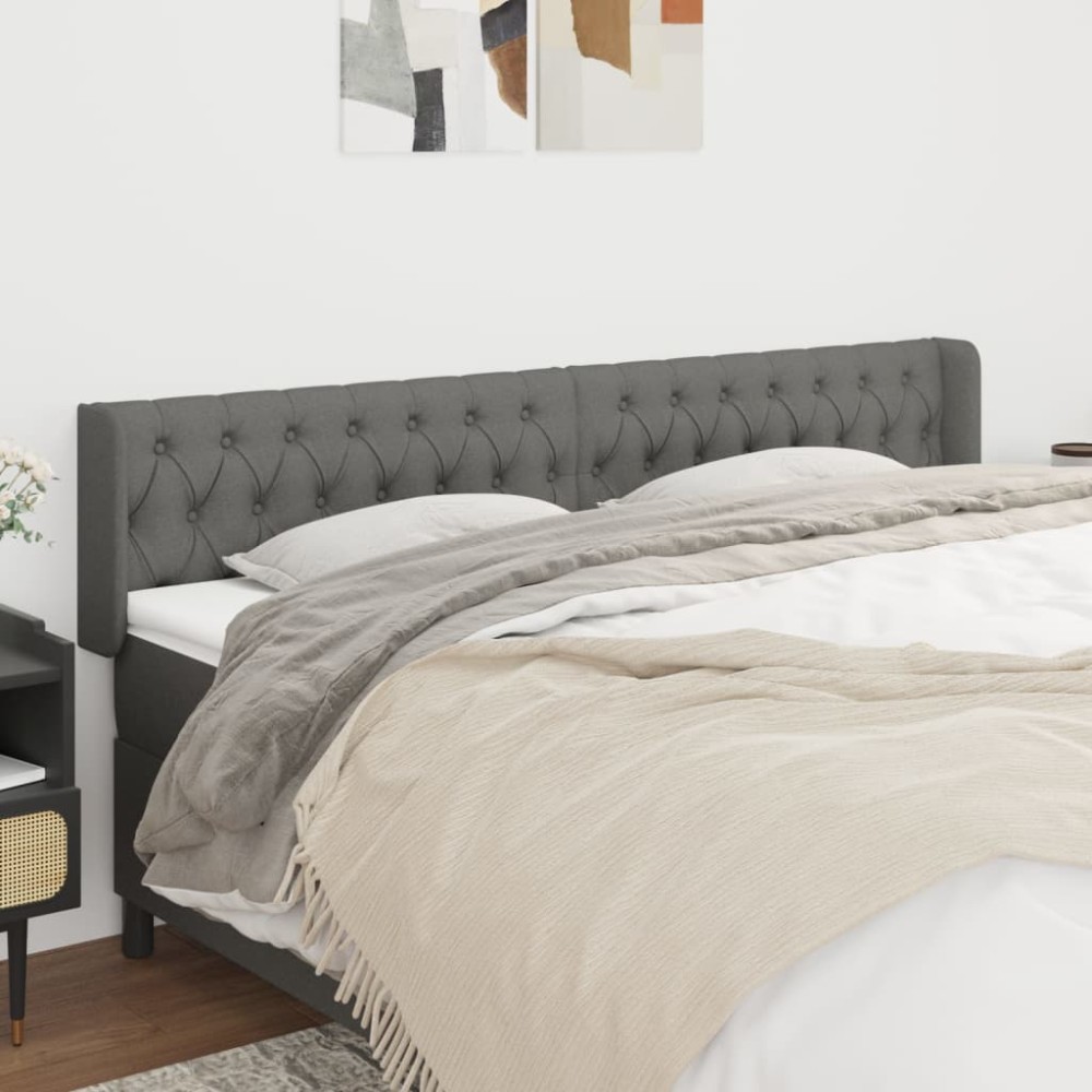 vidaXL Κεφαλάρι με Πτερύγια Σκούρο Γκρι 183x16x78/88cm Υφασμάτινο 1 τεμ.