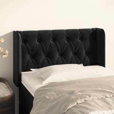 vidaXL Κεφαλάρι με Πτερύγια Μαύρο 83x16x78/88cm Βελούδινο 1 τεμ.