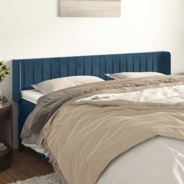 vidaXL Κεφαλάρι με Πτερύγια Σκούρο Μπλε 163x16x78/88cm Βελούδινο 1 τεμ.