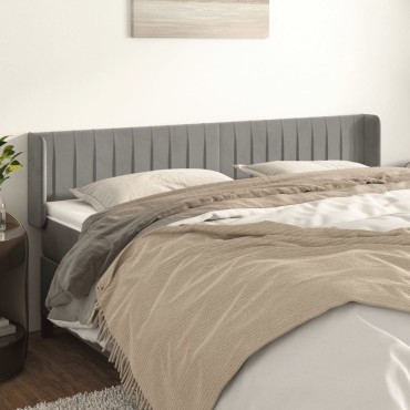 vidaXL Κεφαλάρι με Πτερύγια Ανοιχτό Γκρι 203x16x78/88cm Βελούδινο 1 τεμ.