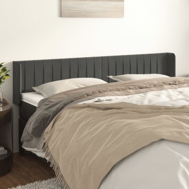 vidaXL Κεφαλάρι με Πτερύγια Σκούρο Γκρι 203x16x78/88cm Βελούδινο 1 τεμ.