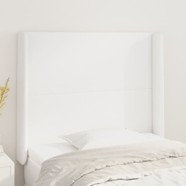 vidaXL Κεφαλάρι με Πτερύγια Λευκό 93x16x118/128cm Συνθ. Δέρμα 1 τεμ.