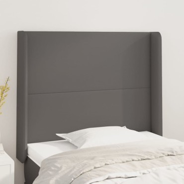 vidaXL Κεφαλάρι με ΠτερύγιαΓκρι 93x16x118/128cm Συνθετικό Δέρμα 1 τεμ.