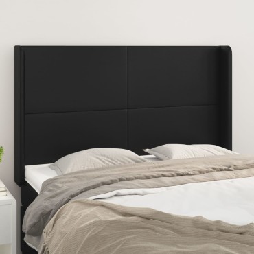 vidaXL Κεφαλάρι με Πτερύγια Μαύρο 147x16x118/128cm Συνθ. Δέρμα 1 τεμ.