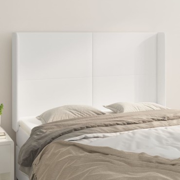 vidaXL Κεφαλάρι με Πτερύγια Λευκό 147x16x118/128cm Συνθ. Δέρμα 1 τεμ.