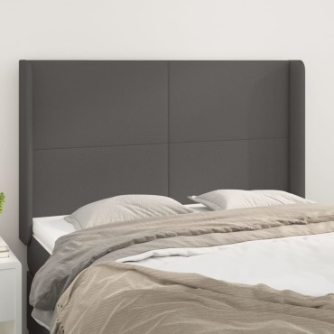 vidaXL Κεφαλάρι με Πτερύγια Γκρι 147x16x118/128cm Συνθετικό Δέρμα 1 τεμ.