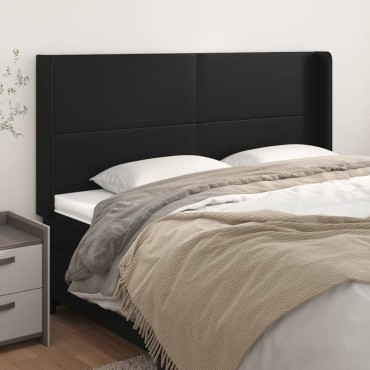vidaXL Κεφαλάρι με Πτερύγια Μαύρο 163x16x118/128cmΣυνθετικό Δέρμα 1 τεμ.