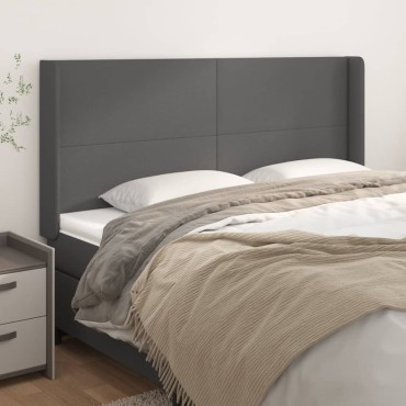 vidaXL Κεφαλάρι με Πτερύγια Γκρι 163x16x118/128cm Συνθετικό Δέρμα 1 τεμ.