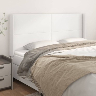 vidaXL Κεφαλάρι με Πτερύγια Λευκό 203x16x118/128cm Συνθετικό Δέρμα 1 τεμ.